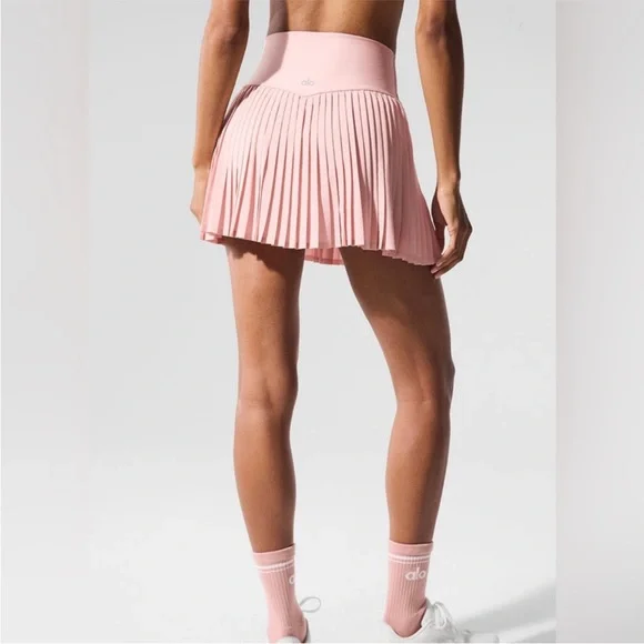 ALO Yoga Pink Pleated Skater Mini Skirt - Picture 3 of 4